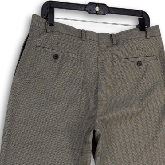 Mens Gray Check Flat Front Slash Pockets Straight Leg Dress Pants Size 36/30 image number 4