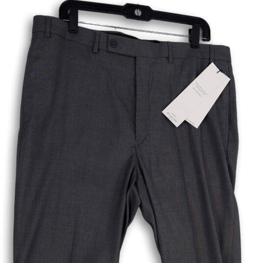 NWT Mens Gray Flat Front Pockets Straight Leg Slim Fit Dress Pants Sz 36x34 image number 3