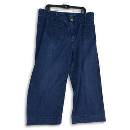 Mens Blue Denim Medium Wash Wide Leg Cropped Jeans Size 30