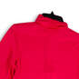 Womens Pink Mock Neck Quarter Zip Long Sleeve Pullover Jacket Size M image number 4