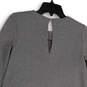 Womens Gray Crew Neck 3/4 Sleeve Ruffle Hem Pullover A-Line Dress Size 0 image number 4