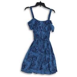 NWT Roxy Womens Blue Floral Ruffle Sweetheart Neck Fit & Flare Dress Size Medium alternative image