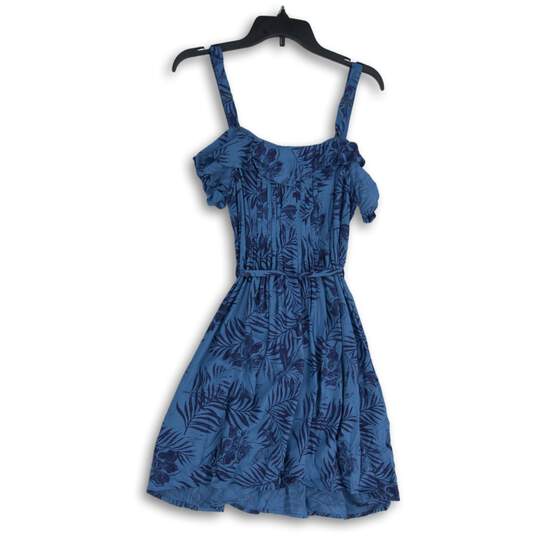 NWT Roxy Womens Blue Floral Ruffle Sweetheart Neck Fit & Flare Dress Size Medium image number 2