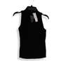 NWT Womens Black Mock Neck Sleeveless Knitted Pullover Sweater Size XXSP image number 2
