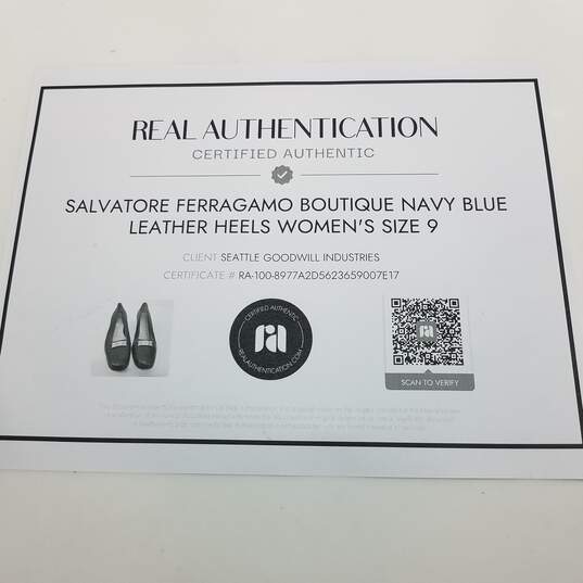 Buy the AUTHENTICATED Salvatore Ferragamo Boutique Navy Blue Leather Heels  Womens Size 9