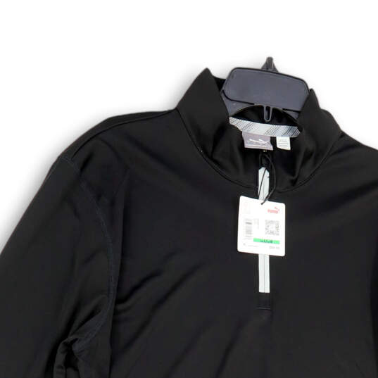 NWT Mens Black Long Sleeve 1/4 Zip Mock Neck Pullover T-Shirt Size Large image number 3