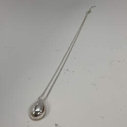 Designer J.Crew Silver-Tone Link Chain Teardrop Shape Pendant Necklace