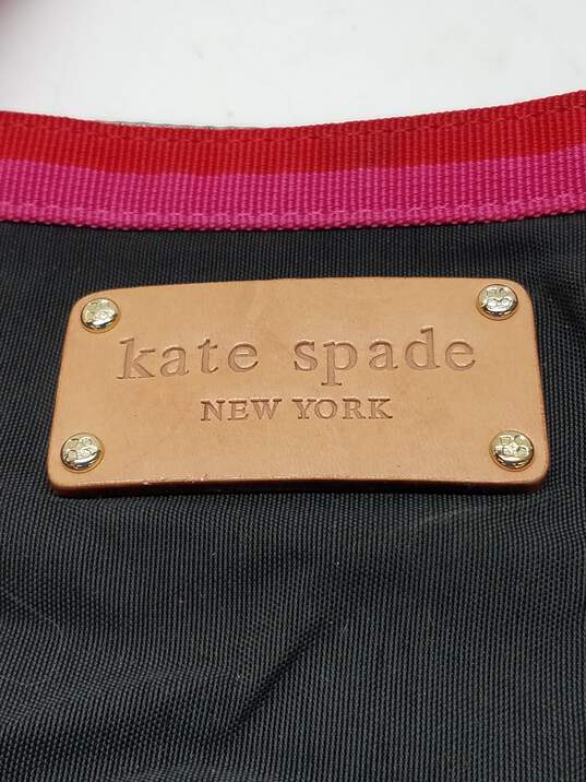 Kate Spade Black Nylon Travel Tote Bag Pink Stripe image number 3