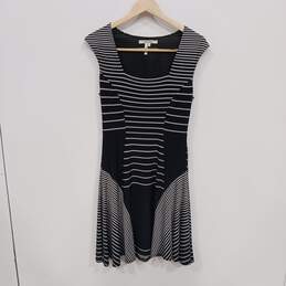 Max and Cleo Women's Black/White Striped Sleeveless Dress Size 8