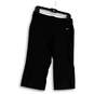 Womens Black Flat Front Straight Leg Stretch Capri Pants Size Medium image number 1