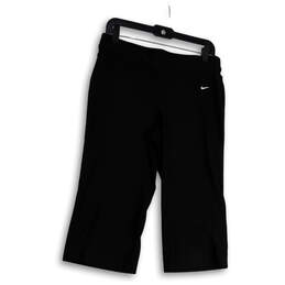 Womens Black Flat Front Straight Leg Stretch Capri Pants Size Medium