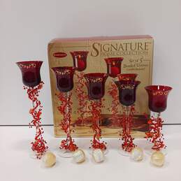 Signature Home Collection Red Beaded Votives In Box