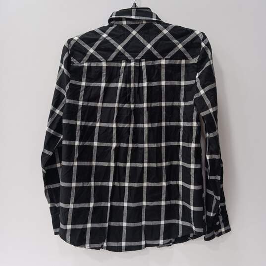 J. Crew Women's Black & White Windowpane Soft Cotton Plaid Button Up Shirt Size PM NWT image number 2