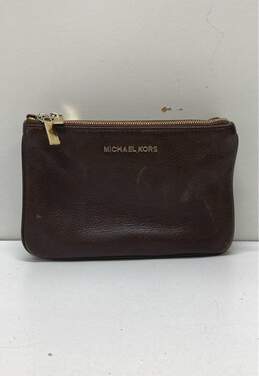 Michael Kors Brown Leather Triple Zip Accordion Crossbody Bag
