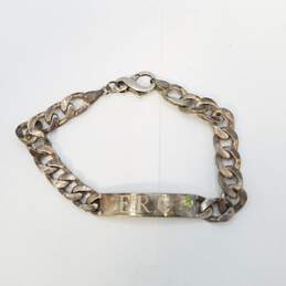 Sterling Silver Crystal Heavy Link ID ( E.R.C. ) Signet 9 In Bracelet 41.7g