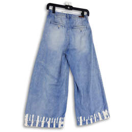 Womens Blue Denim Medium Wash Pockets Stretch Wide Leg Jeans Size 26 alternative image