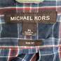 Michael Kors Men's Blue Plaid Button-Up Shirt Size XL image number 4
