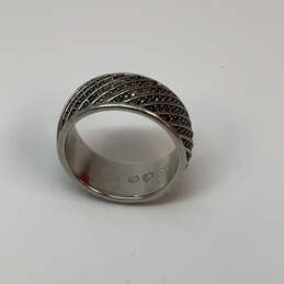 Designer Swarovski Silver-Tone Black Rhinestone Round Shape Band Ring alternative image