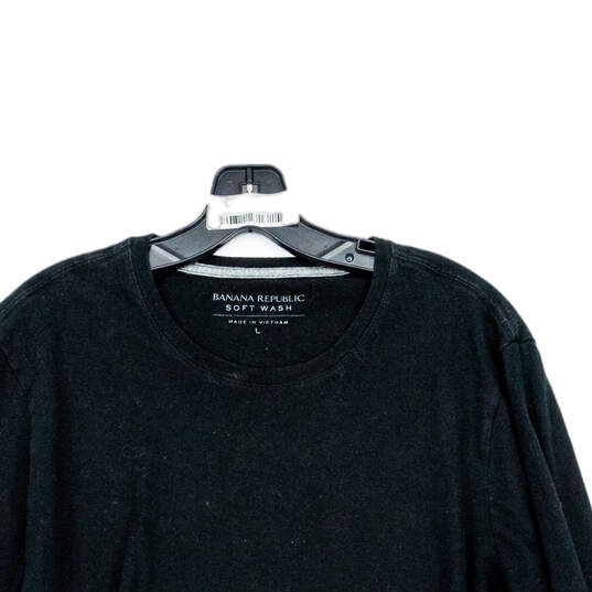 Mens Black Soft Wash Long Sleeve Crew Neck Stretch Pullover T-Shirt Size L image number 3