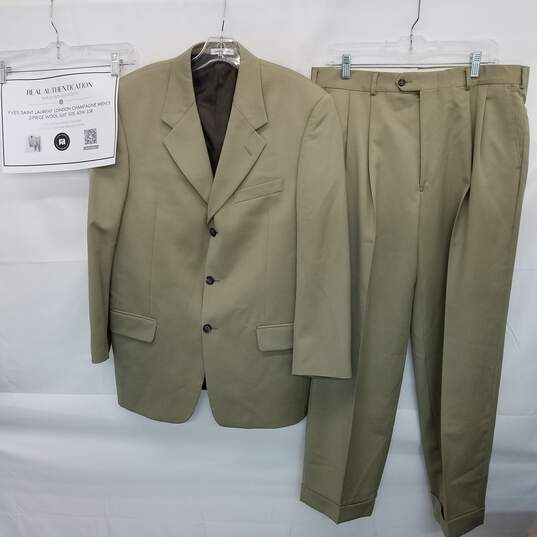 AUTHENTICATED Yves Saint Laurent Champagne Mens 2-Piece Wool Suit Size 40W image number 1