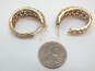 14K Yellow Gold Cut Out Oblong Hoop Omega Back Earrings for Repair 7.6g image number 2