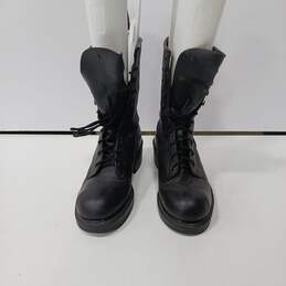 Ansi Biltrite Men's Black Leather Combat Boots Size 8