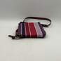 Womens Multicolor Leather Striped Adjustable Strap Outer Pockets Crossbody Bag image number 4