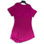 Womens Pink Knitted Pleated Wrap V-Neck Short Sleeve Mini Dress Size 22/24 image number 4
