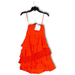 NWT Womens Orange Cascade Ruffle Strapless Layered Short A-Line Dress Sz 2 alternative image