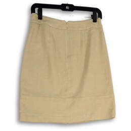 Womens Tan Flat Front Back Zip Regular Fit Short A-Line Skirt Size 6P alternative image