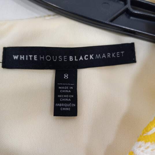 White House Black Market Women's White/Yellow Floral V-Neck Dress Size 8 image number 3