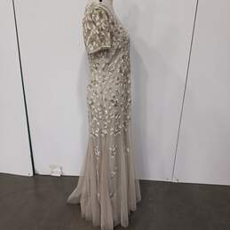 Adrianna Papell Beige, Silver, And White Beaded Evening Gown Size 10 alternative image