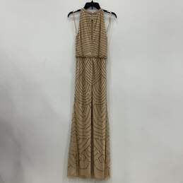 Adrianna Papell Womens Beige Beaded Sleeveless Back Zip Maxi Dress Size 4 alternative image
