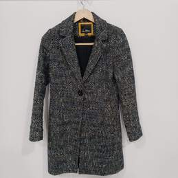 Sam Edelman Women's Blue Tweed One Button Overcoat Size 2