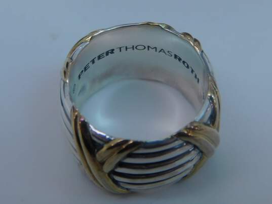 Peter Thomas Roth Sterling Silver & Gold Plate X Stacked Ring 12.5g image number 4