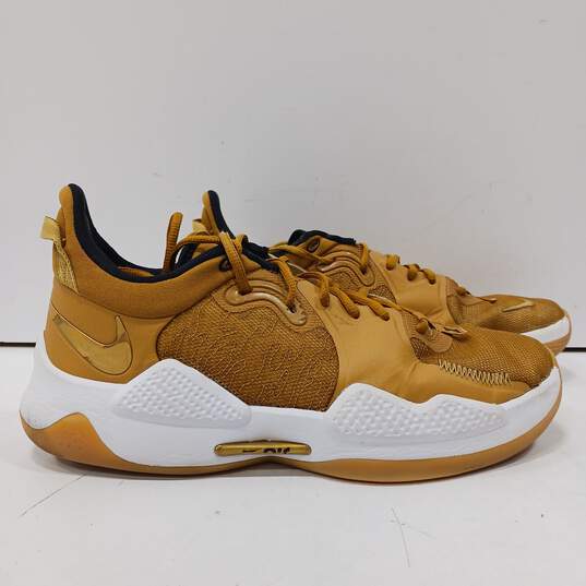 Nike Pg 5 Wheat Metallic Gold Grain CW3143-700 Gold Sneakers Men's Size 11.5 image number 4