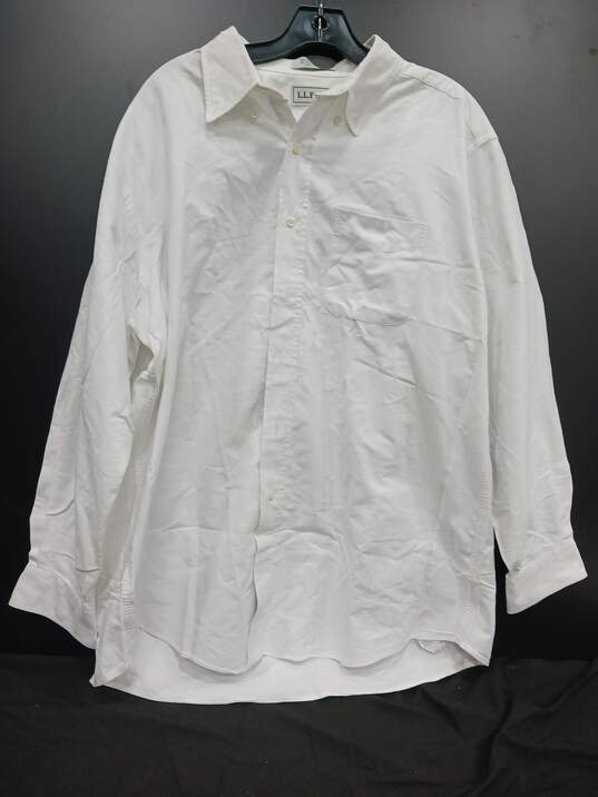 L.L. Bean White Button Up Dress Shirt Men's Size 17.5 image number 1