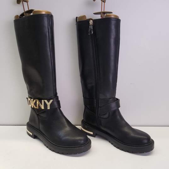 DKNY DELANIE BLACK BOOTS GOLD LOGO Women's Size 5.5 image number 3