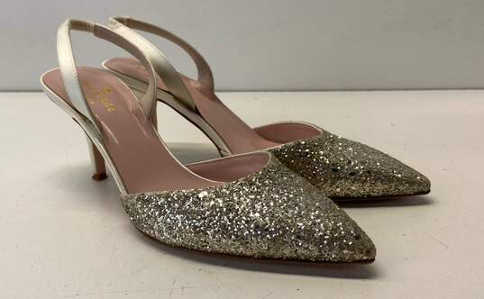 Kate Spade Glitter Tipped Slingback Heels Silver 8 image number 3
