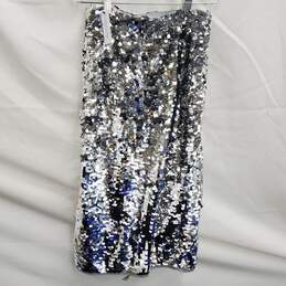Halogen Women's Silver Sequin Stretch Lined Pencil Skirt Size S Petite NWT alternative image