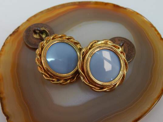 Vintage Perfectionne Paris France Chalcedony Rope Detail Cuff Links 13.5g image number 2