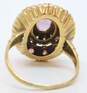 Vintage 10K Yellow Gold Purple & Clear Glass Tiered Dome Ring 3.6g image number 7