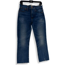 Womens Blue Denim Medium Wash 5-Pocket Design Straight Leg Jeans Size 28