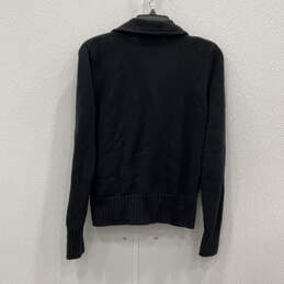 Womens Black Long Sleeve Collared Asymmetric Full-Zip Sweater Size Medium alternative image
