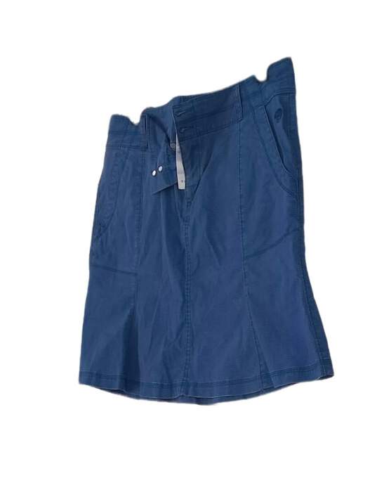 Womens Blue Slash Pockets Flat Front Mini Skirt Size 8 image number 2