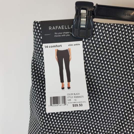 Rafaella Women Black Checker Pattern Pants 14 NWT image number 2