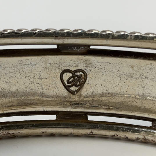 Designer Brighton Silver-Tone Hematite Encrusted Chunky Bangle Bracelet image number 3