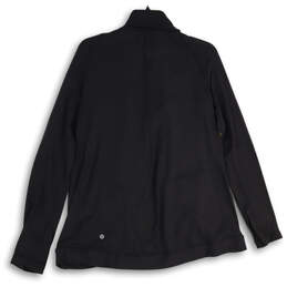 Womens Black Long Sleeve Mock Neck Thumb Keyhole Wrap Jacket Size 8 alternative image
