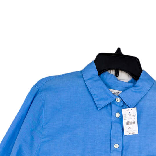 NWT Women's Blue Long Sleeve Point Collar Pocket Button-Up Shirt Size XXL image number 3