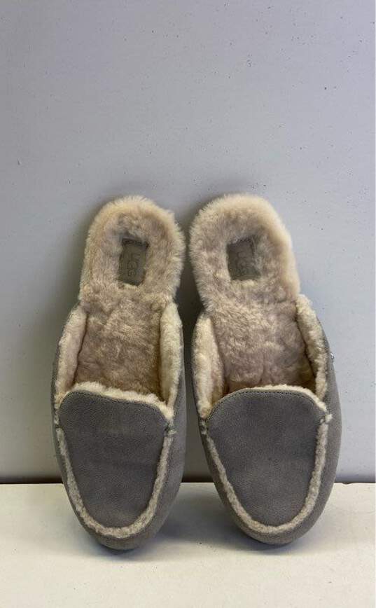 UGG Gray Suede Shearling Slides Shoes Women's Size 9 image number 6